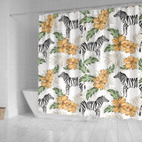 Zebra Hibiscus Pattern Shower Curtain Fulfilled In US