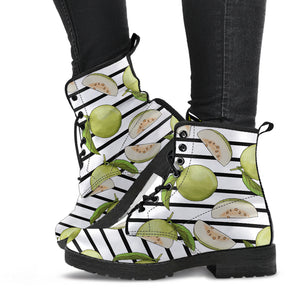 Guava Pattern Stripe background Leather Boots