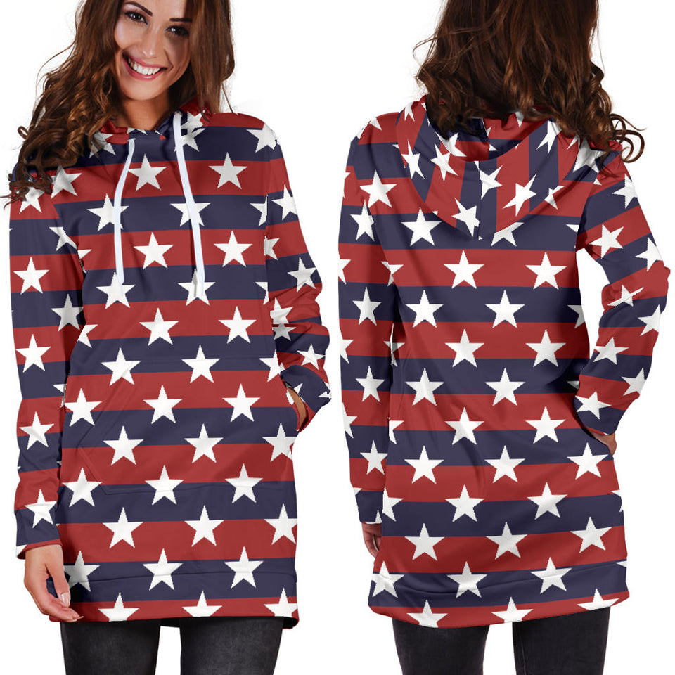 USA Star Pattern Background Women Hoodie Dress