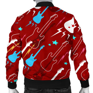 Electical Guitar Red Pattern Men Bomber Jacket