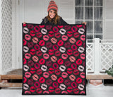 Lips Pattern Print Design 02 Premium Quilt