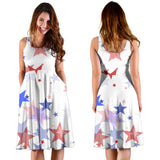 USA Star Pattern Sleeveless Midi Dress