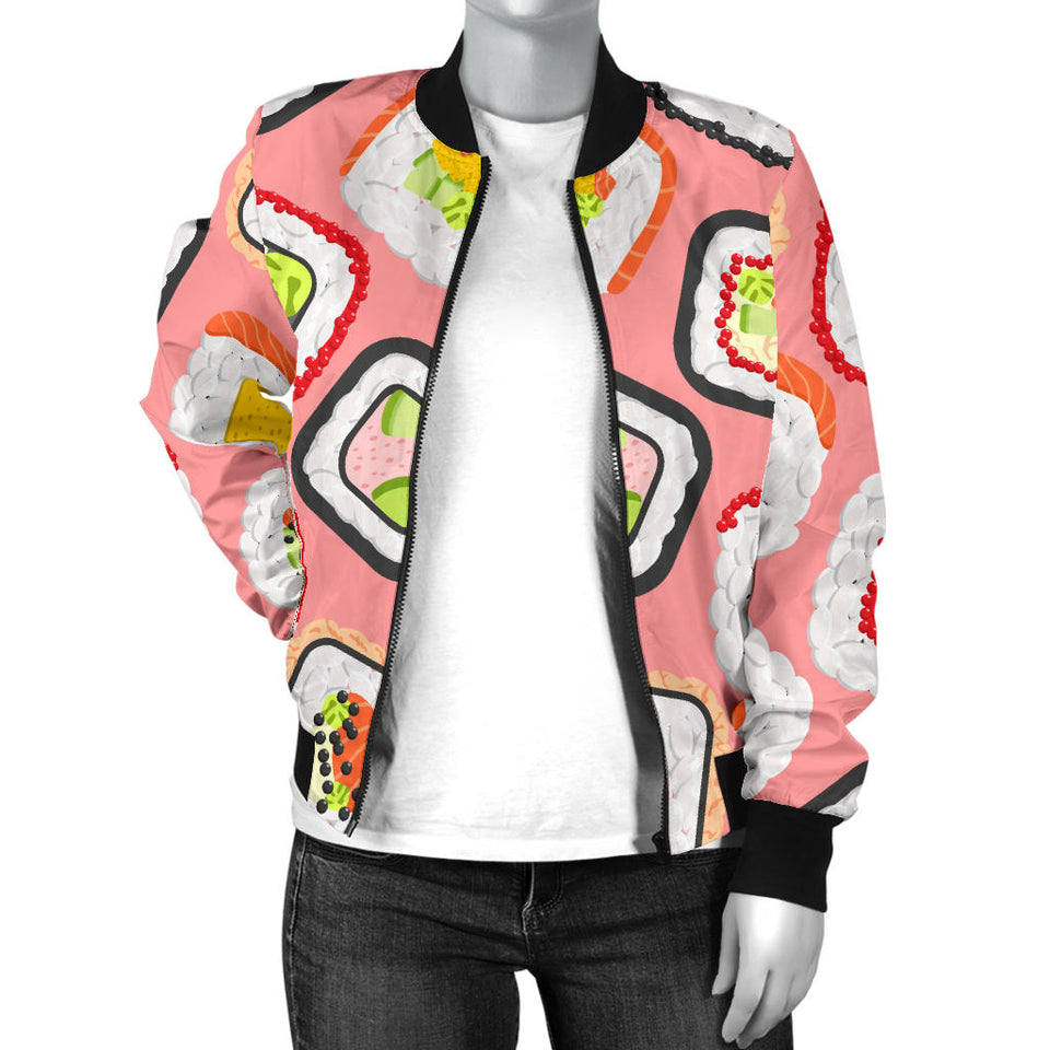 Sushi Roll Pattern Women Bomber Jacket