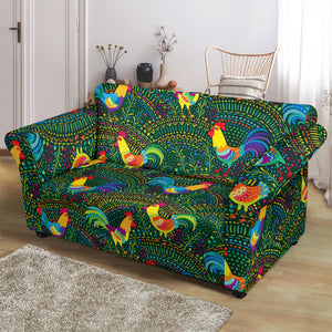 Rooster Chicken Pattern Theme Loveseat Couch Slipcover