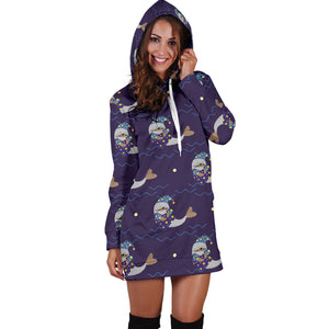 Sleeping Sea Lion Pattern Women Hoodie Dress