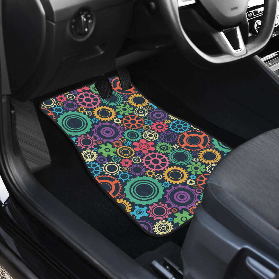 Gear Pattern Print Design 02 Front and Back Car Mats