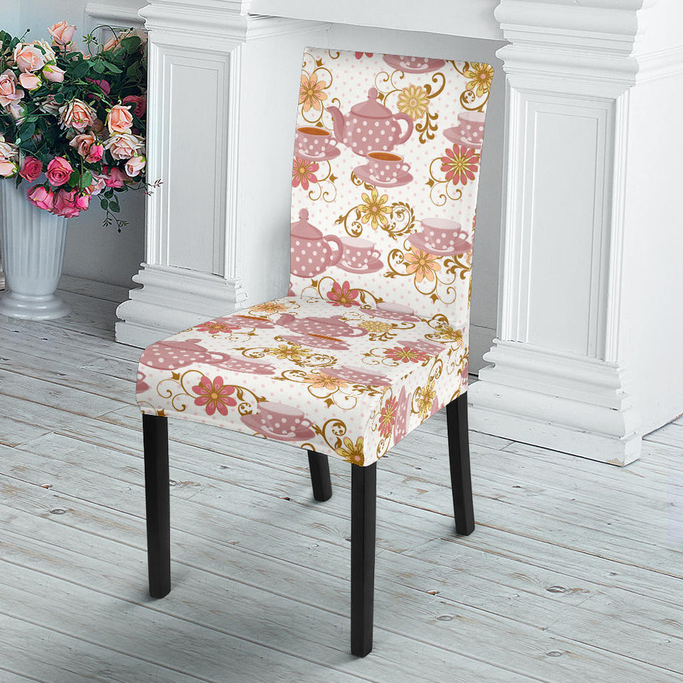Tea pots Pattern Print Design 01 Dining Chair Slipcover