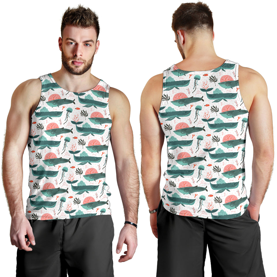 Whale Jelly Fish Pattern  Men Tank Top