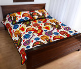 Colorful Rooster Chicken Guitar Pattern Quilt Bed Set