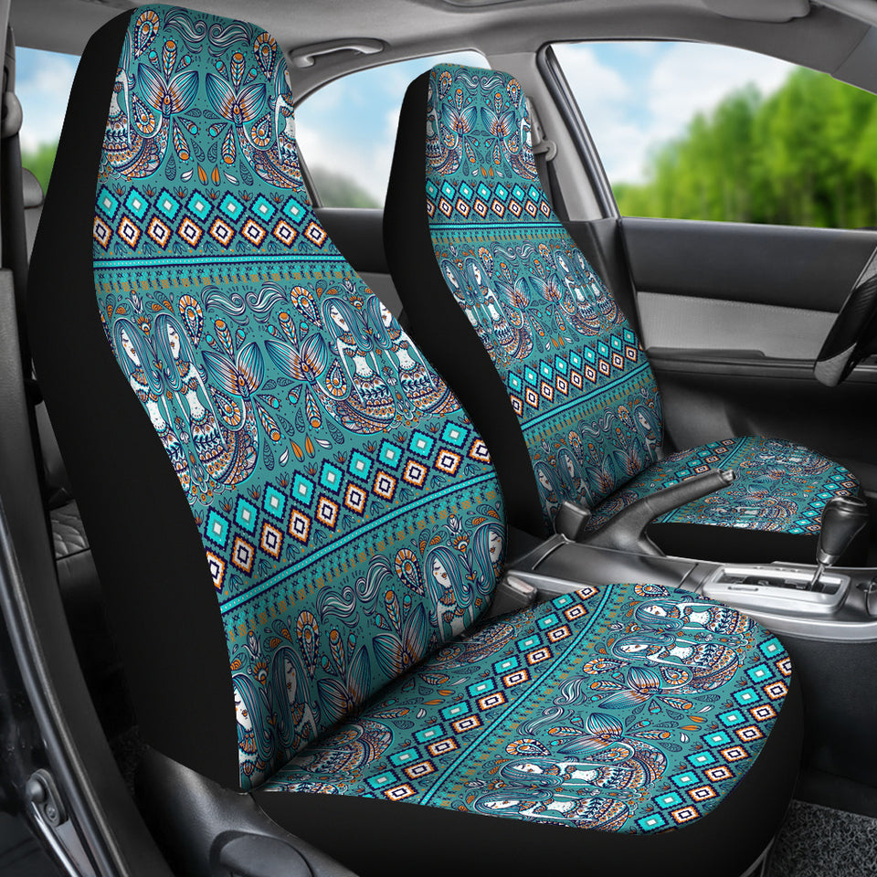 Mermaid Pattern Ethnic Motifs Universal Fit Car Seat Covers