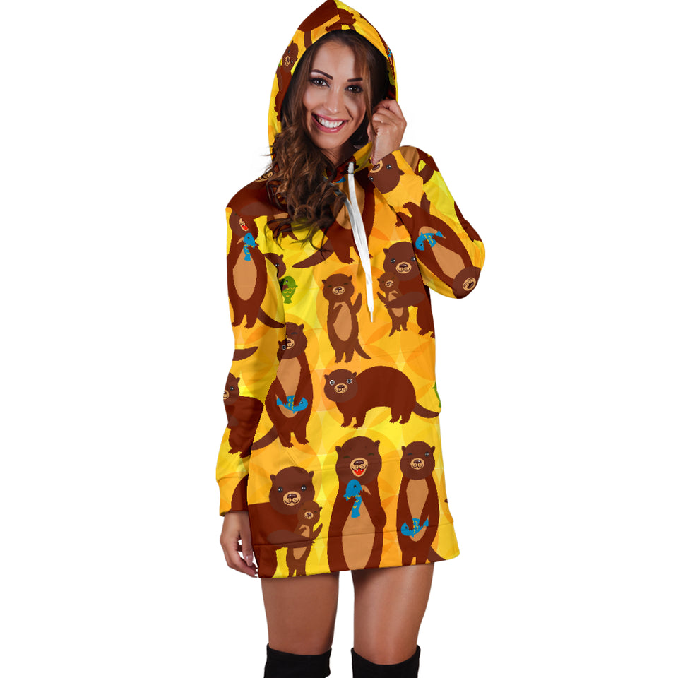 Otter Pattern Women Hoodie Dress