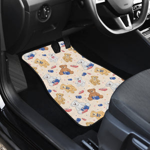 Teddy Bear Pattern Print Design 01 Front and Back Car Mats
