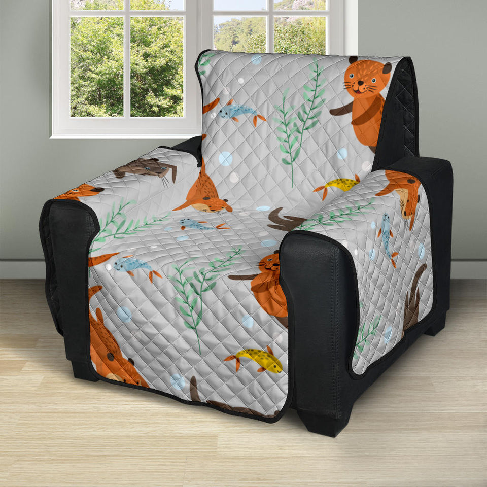 Swimming Fish Otter Pattern Recliner Cover Protector