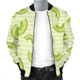 Kiwi Pattern Striped Background Men Bomber Jacket