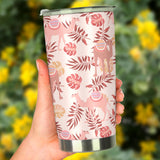 Pink Camel Leaves Pattern Tumbler