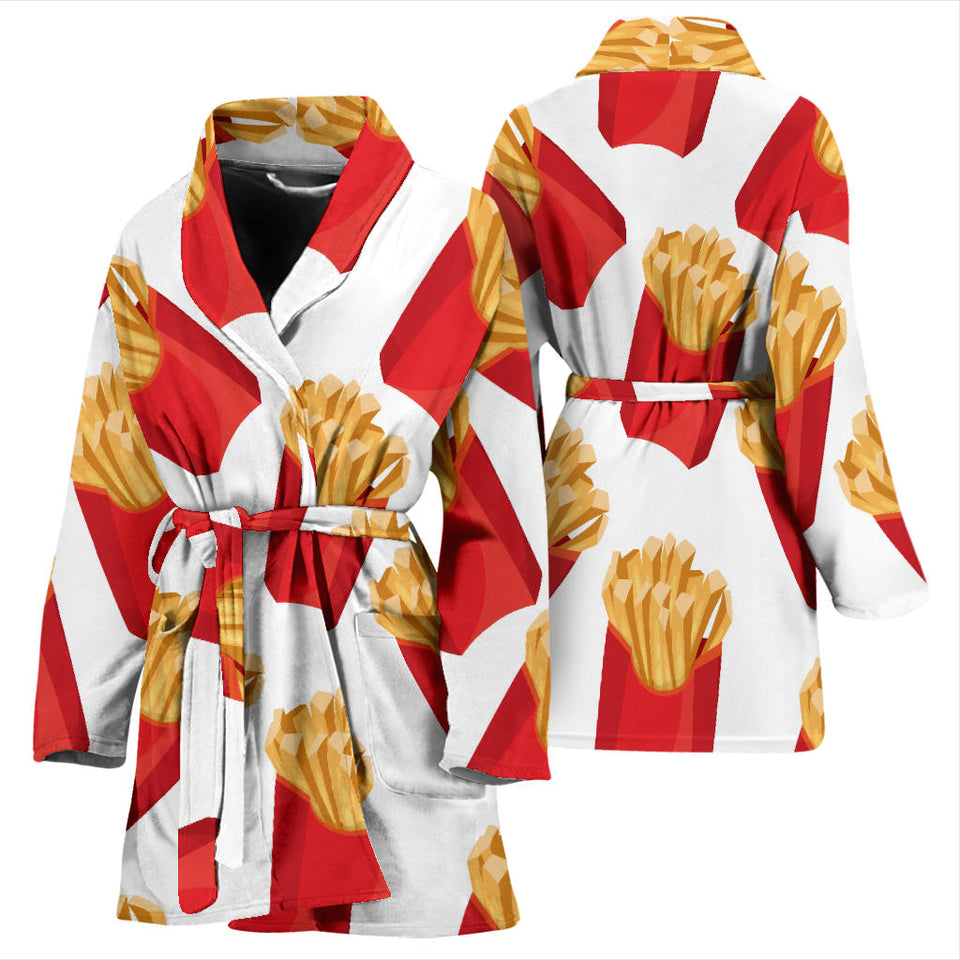 French Fries Theme Pattern Women Bathrobe