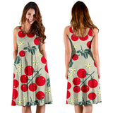 Hand Drawn Tomato Pattern Sleeveless Midi Dress