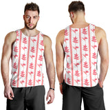 Heliconia Pink White Pattern Men Tank Top