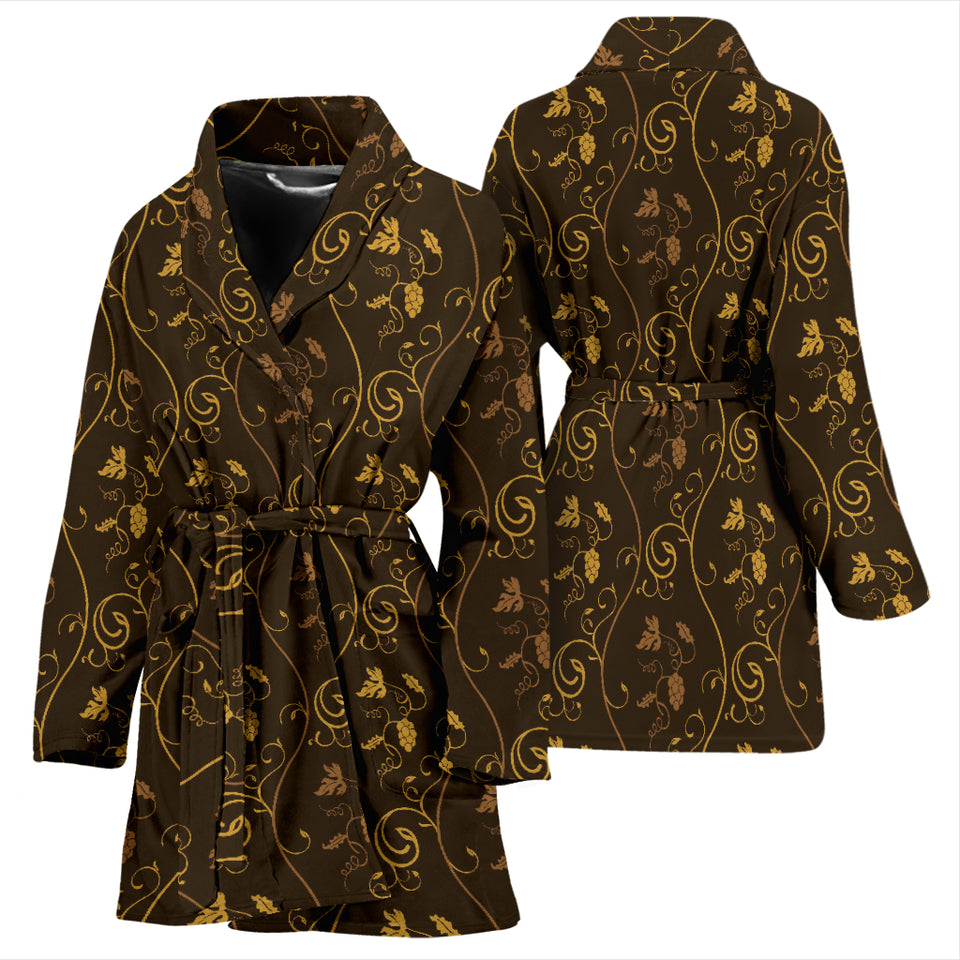 Gold Grape Pattern Women Bathrobe