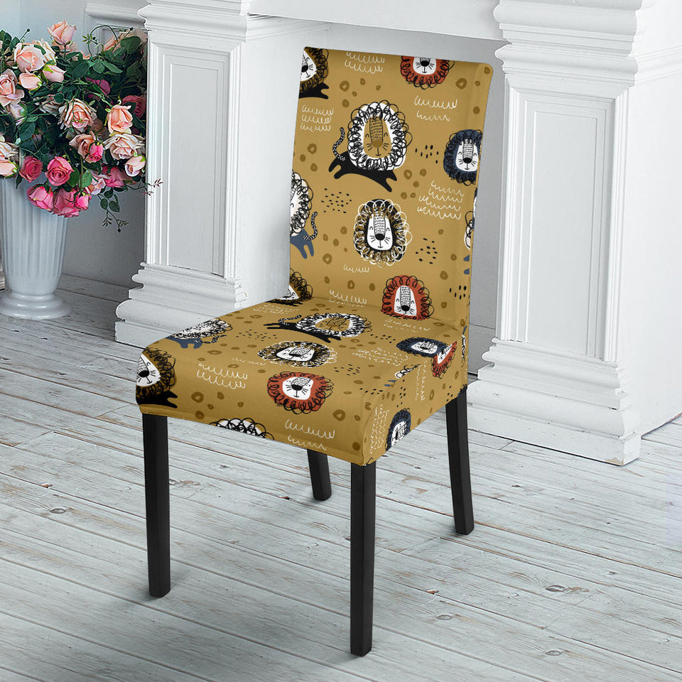 Lion Pattern Print Design 03 Dining Chair Slipcover