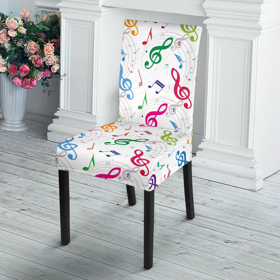 Music Notes Pattern Print Design 02 Dining Chair Slipcover
