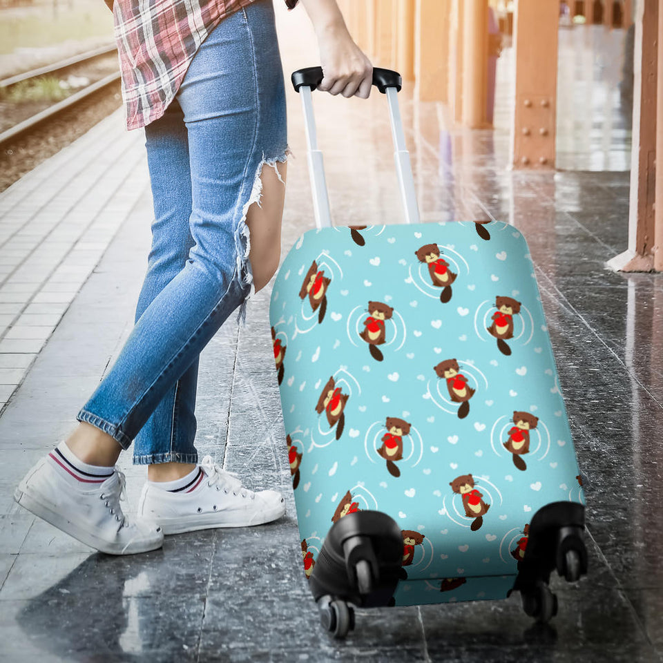 Otter Heart Pattern Luggage Covers
