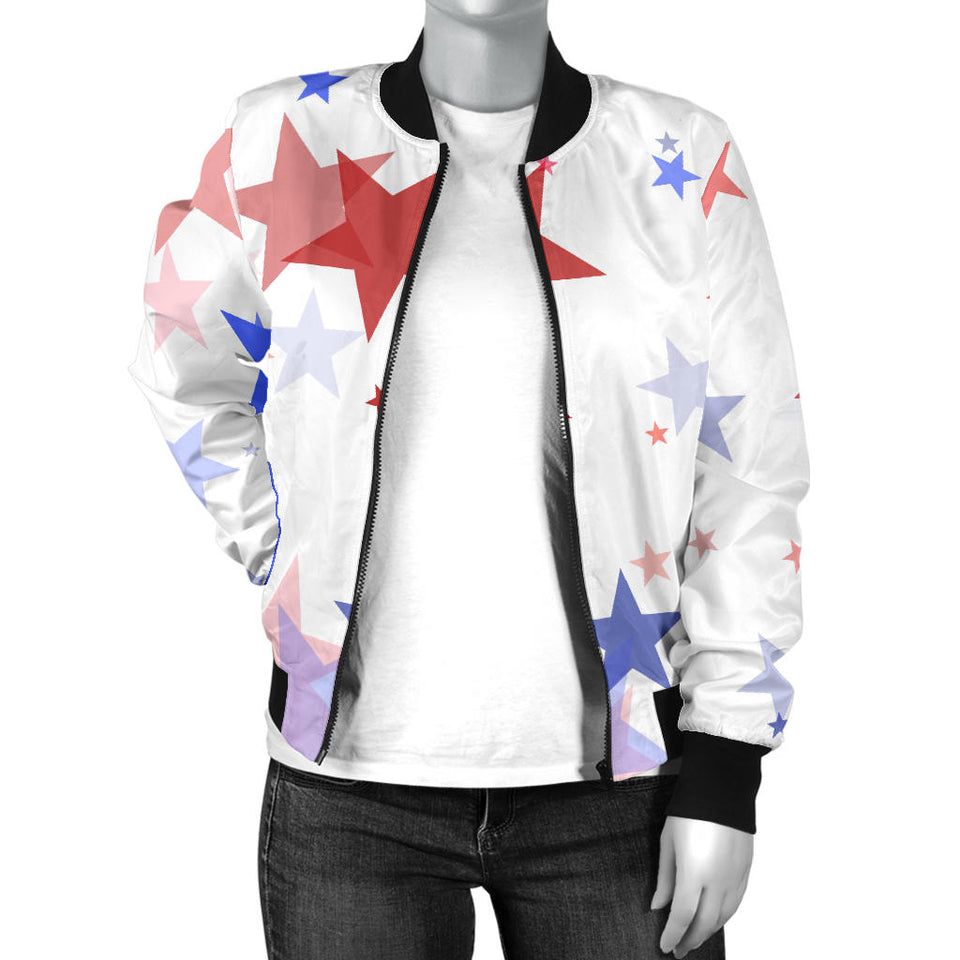 USA Star Pattern Women Bomber Jacket