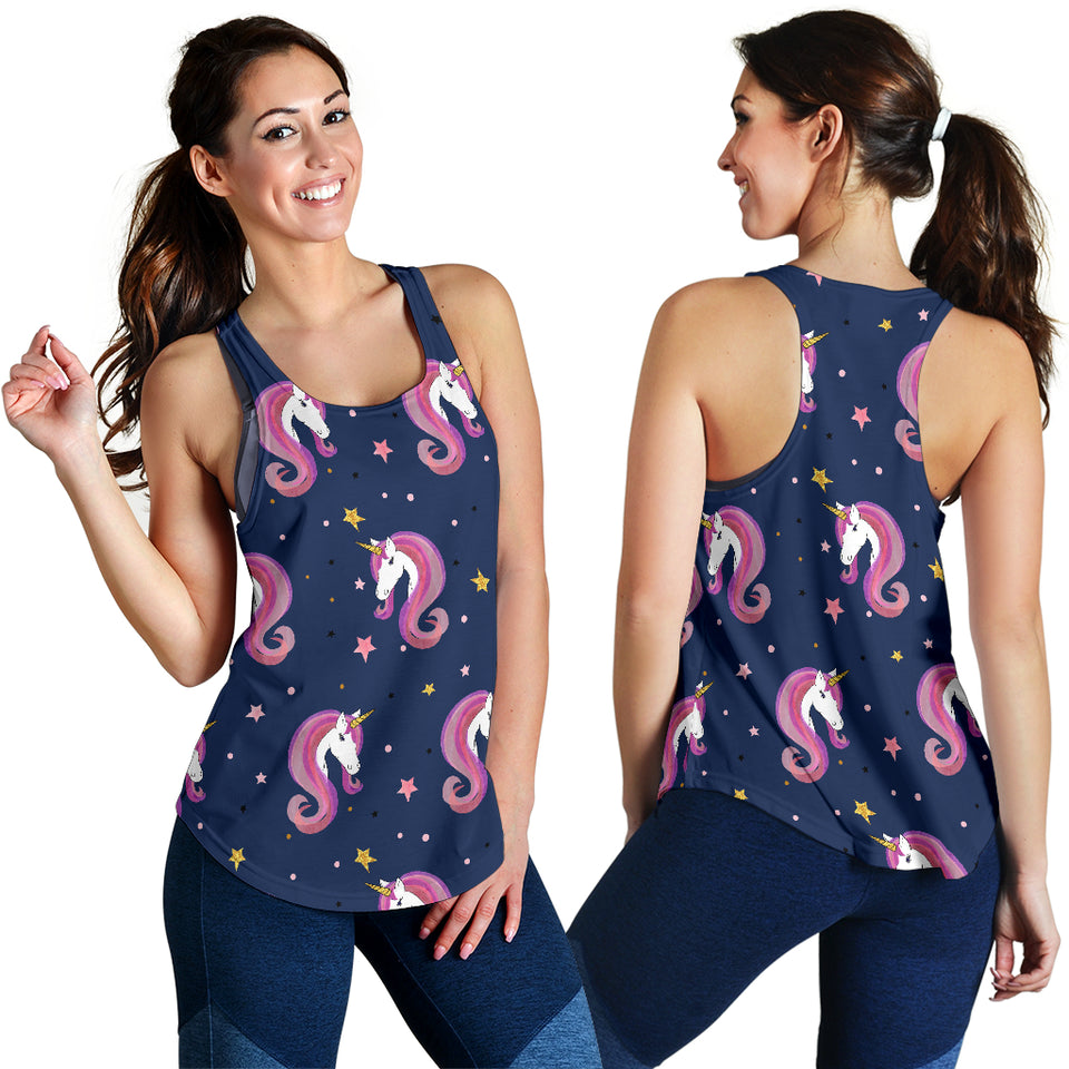 Unicorn Head Pattern Women Racerback Tank Top