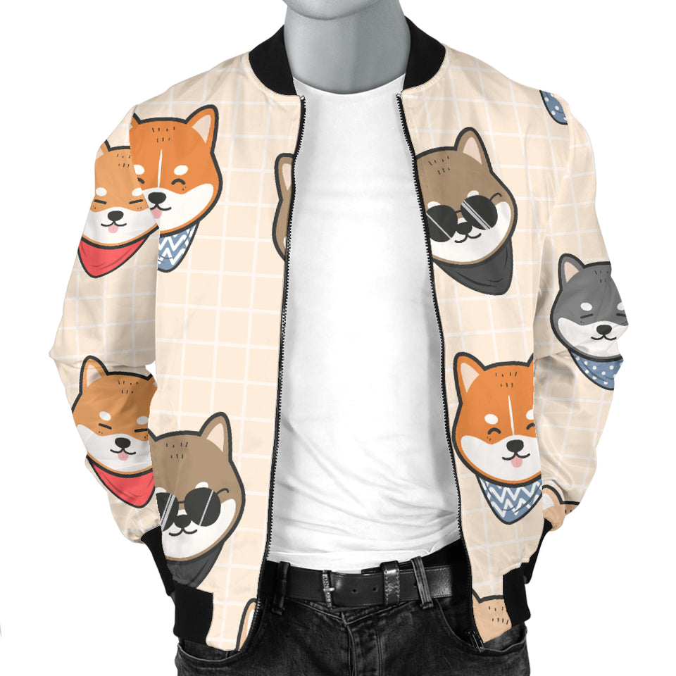 Shiba Inu Head Pattern Men Bomber Jacket