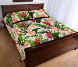 Heliconia Hibiscus Leaves Pattern Quilt Bed Set