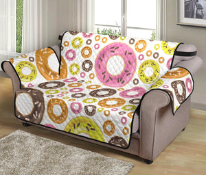 Colorful Donut Pattern Loveseat Couch Cover Protector