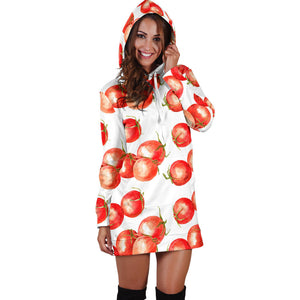 Tomato Water Color Pattern Women Hoodie Dress