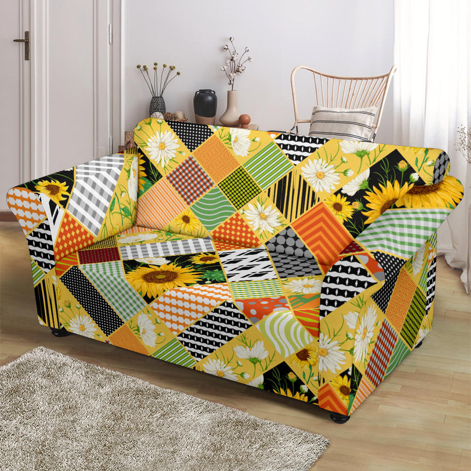 Sunflower Pattern Loveseat Couch Slipcover