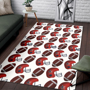 American Football Ball Red Helmet Pattern Area Rug