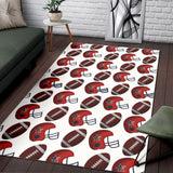 American Football Ball Red Helmet Pattern Area Rug