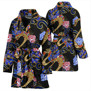 Snake Flower Pattern Women Bathrobe