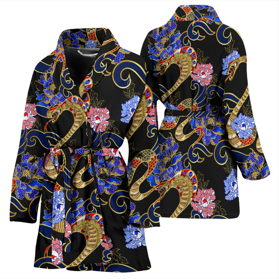 Snake Flower Pattern Women Bathrobe