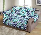 Blue Theme Arabic Morocco Pattern Loveseat Couch Cover Protector