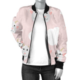 Goat Could Pink Pattern Women Bomber Jacket