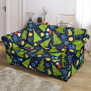 Christmas Tree Snowflake Pattern Loveseat Couch Slipcover