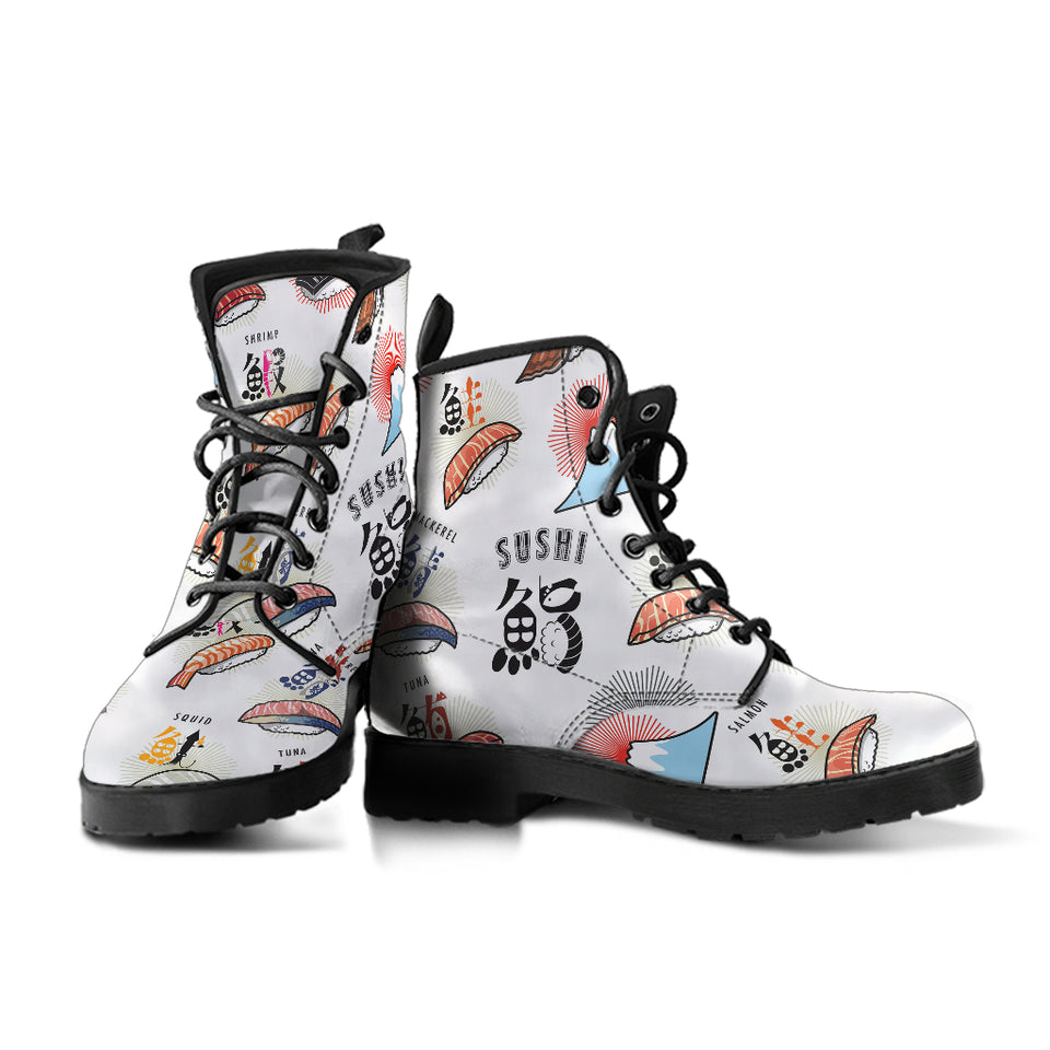 Sushi Japanese Pattern Leather Boots