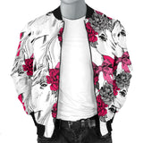 Horse Head Rose Pattern Men Bomber Jacket