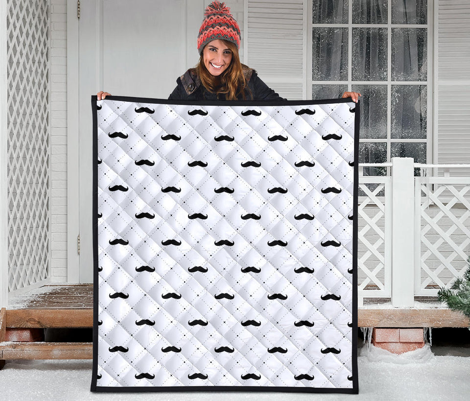 Mustache Beard Pattern Print Design 04 Premium Quilt