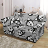 Siberian Husky Pattern Theme Loveseat Couch Slipcover