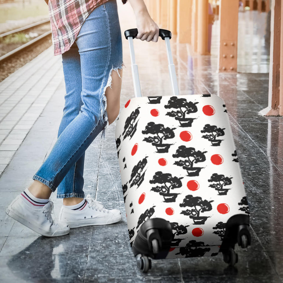Black Bonsai Pattern Luggage Covers