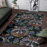 Raccoon Blueburry Pattern Area Rug