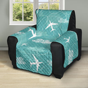 Airplane Cloud Pattern Green Background Recliner Cover Protector