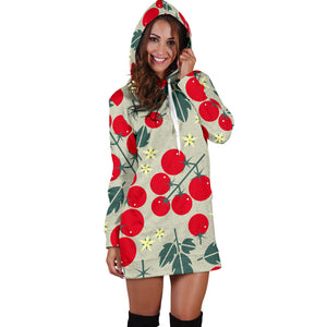 Hand Drawn Tomato Pattern Women Hoodie Dress