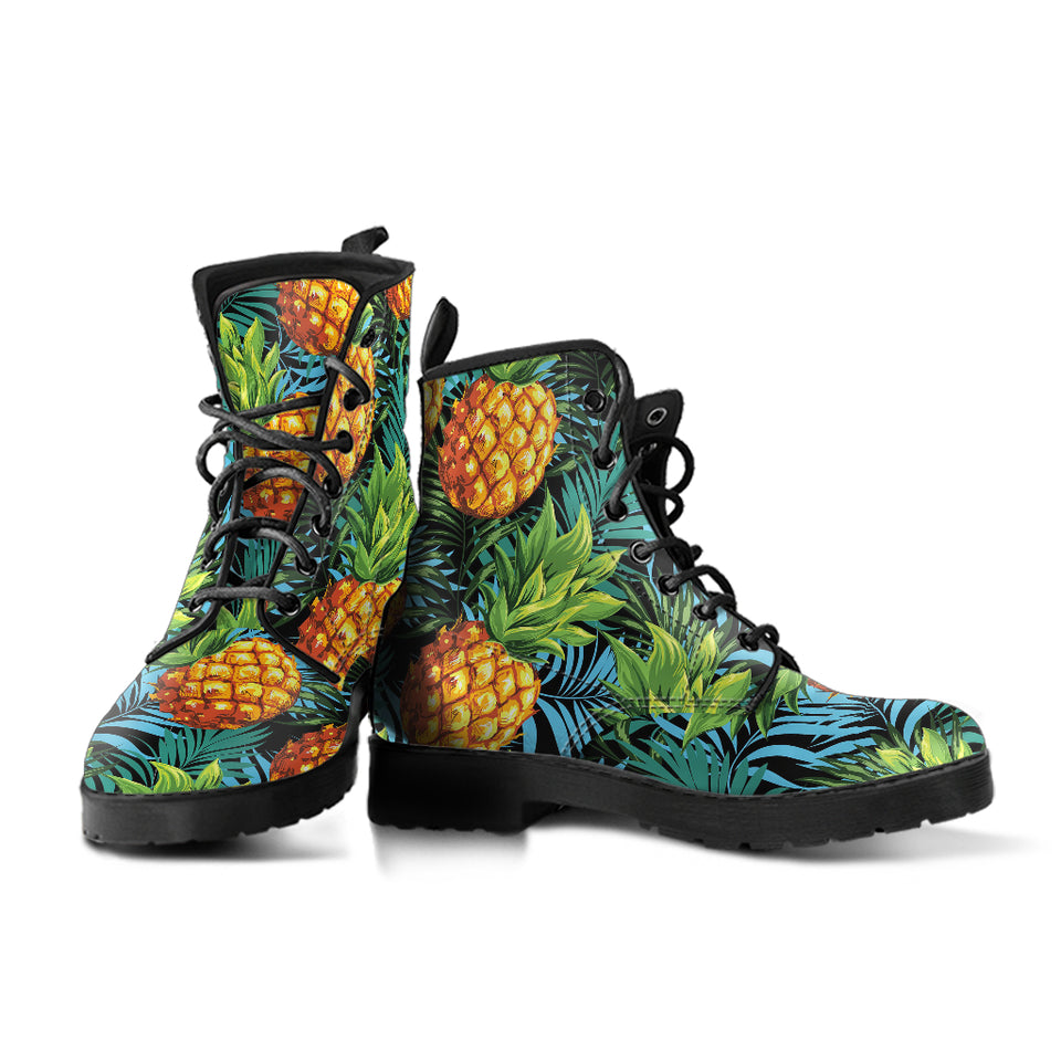 Pineapple Pattern Leather Boots