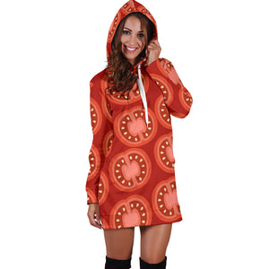 Sliced Tomato Pattern Women Hoodie Dress